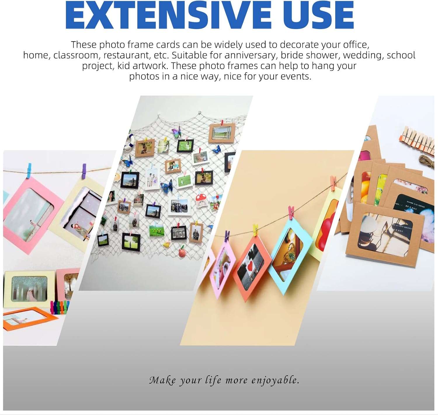 Glarks 84Pcs 177.8Mm Cardboard Picture Frames, Colorful DIY Photo Hanging Display with Clips and Strings for Home School Party Office Wall Decor image number 4