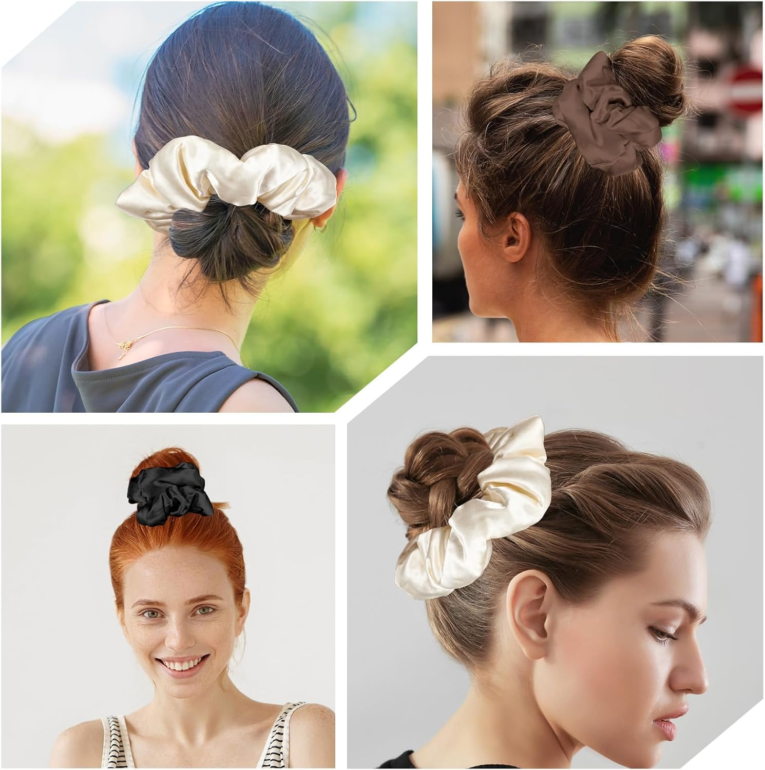 3Pcs Big Scrunchies for Women Girls, 5.12'' Satin Scrunchies No Damage Silk Pillow Scrunchie Ponytail Holders for Thick Curls Hair Sleep image number 3
