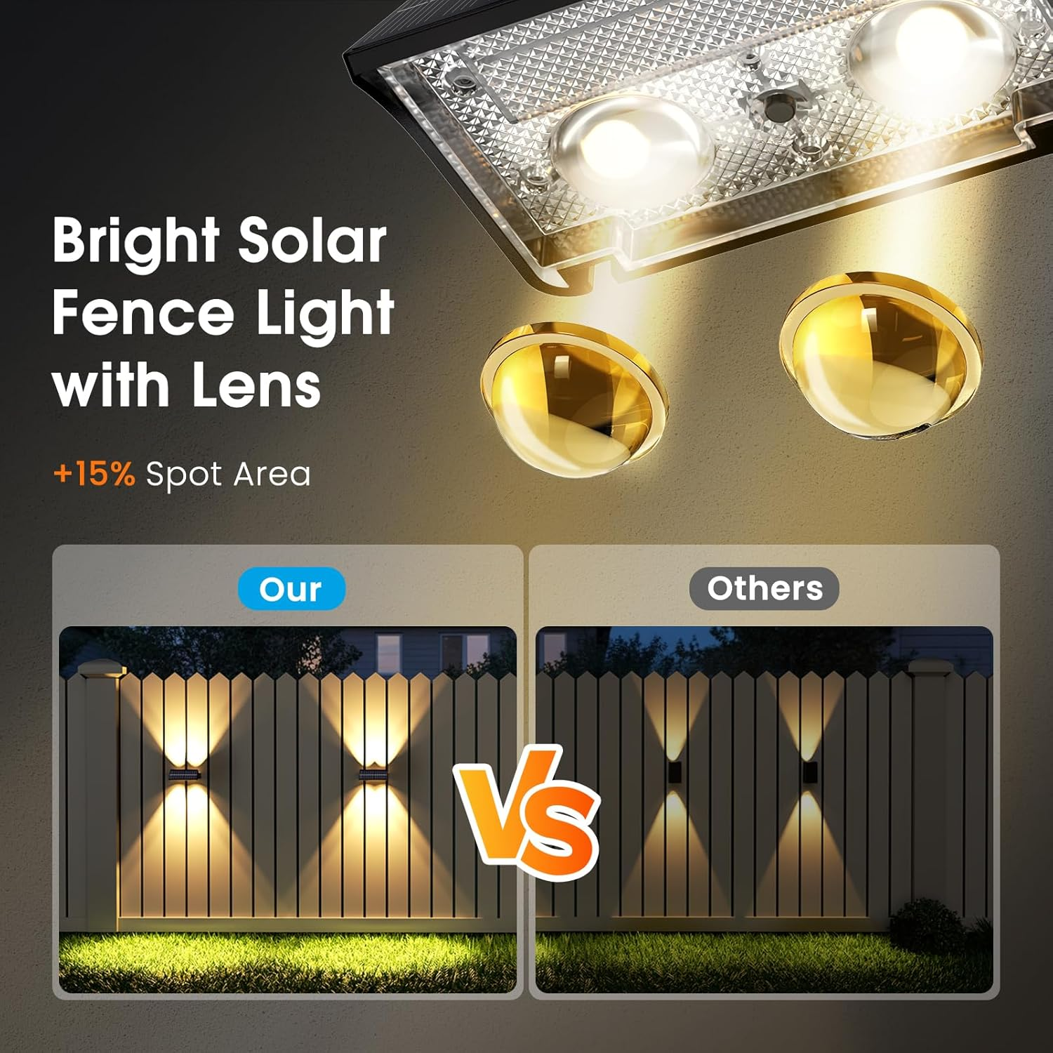 VOLISUN Solar Fence Lights Outdoor Garden 4 Pack, 9 Color Modes RGB Solar Garden Lights Waterproof IP65, Bright Fence Solar Lights for outside Deck Patio Gate Yard Pathway Decoration(Black)