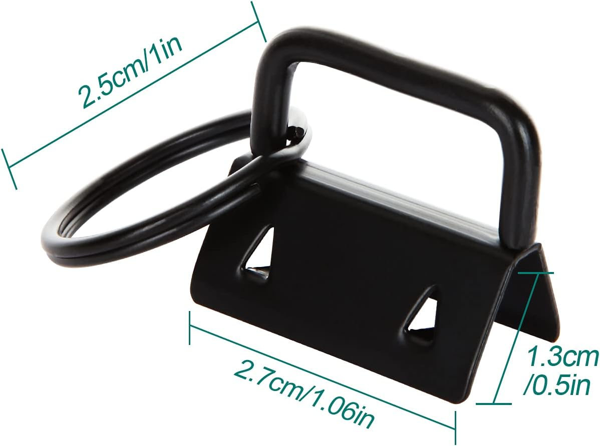 ZIQI 1 Inch Key Fob Hardware with Key Rings, 60Pack Black Wristlet Key Chains Hardware for Keychain Wristlet Strap, Key Lanyard and Key Chain for Making Hardware Supplies image number 6