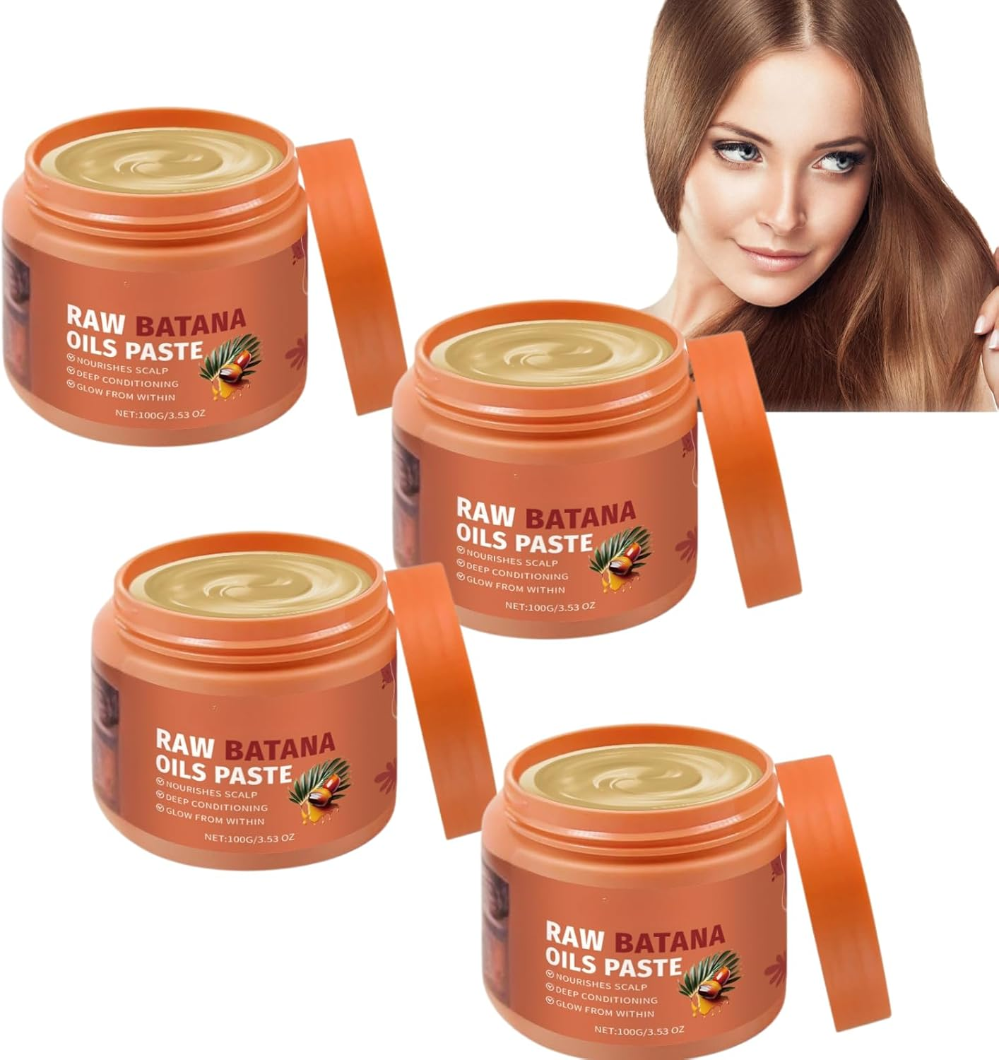 100% Raw Batana Oil Paste 100G, Batana Oil for Hair Growth, Natural Deep Conditioning Hair & Scalp Treatment, Nourishing & Repairing Balm for Dry Damaged Hair, Adds Shine & Strengthens Roots (6Pcs)