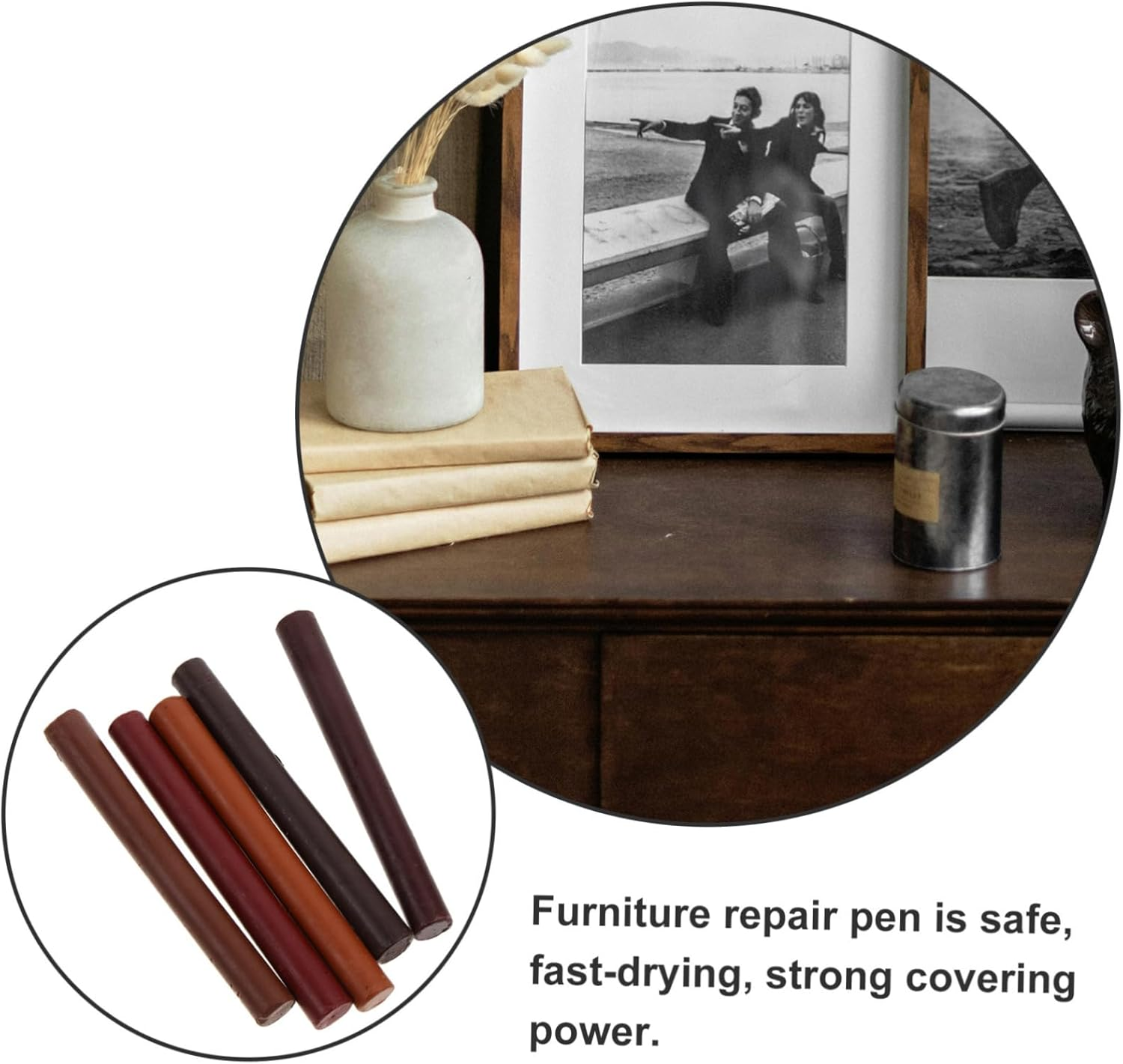 5Pcs Furniture Refinishing Crayons Portable Marker Pens for Hardwood Floor Scratch Repair Kit Wood Furniture Markers Touch-Up Repair Pen Damage image number 5