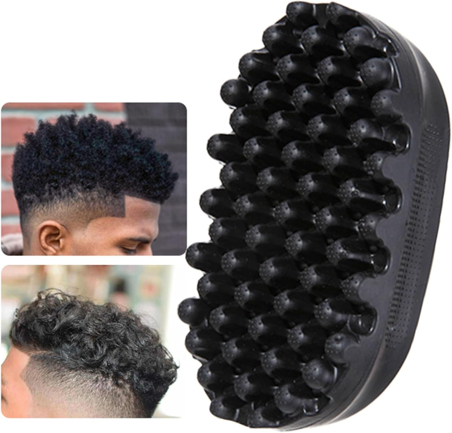 Diyeeni Afro Curls Hair Brush, Rubber Twist Curling Hair Brush, Washable Wave Tool Dirty Braided Curly for Barbers and Daily Use, Black image number 4