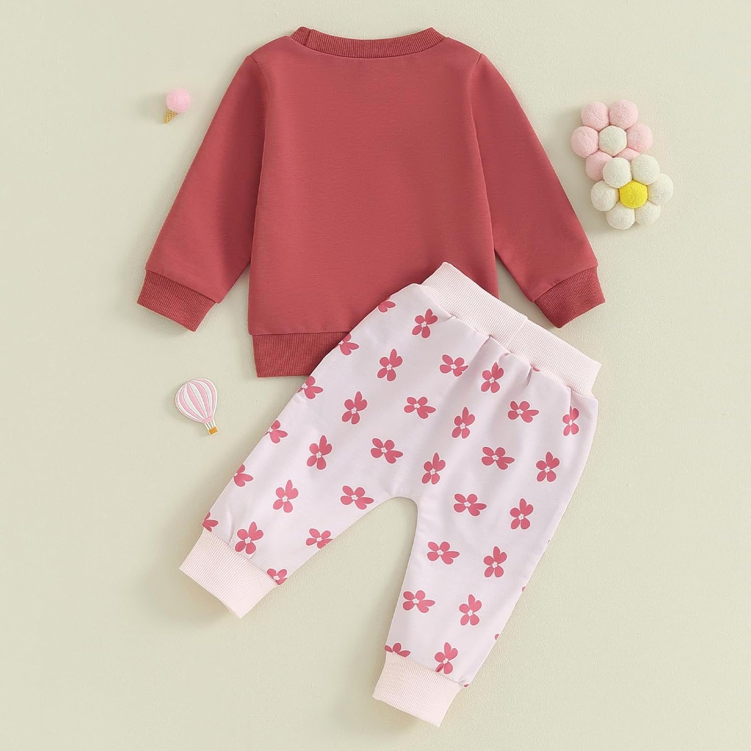 Bufarromio Toddler Baby Fall 2 Pcs Clothes Set Cute Embroidery Tracksuit Pants Set for Baby Boy Girls Casual Long Sleeves Sweatshirt Outfits image number 3