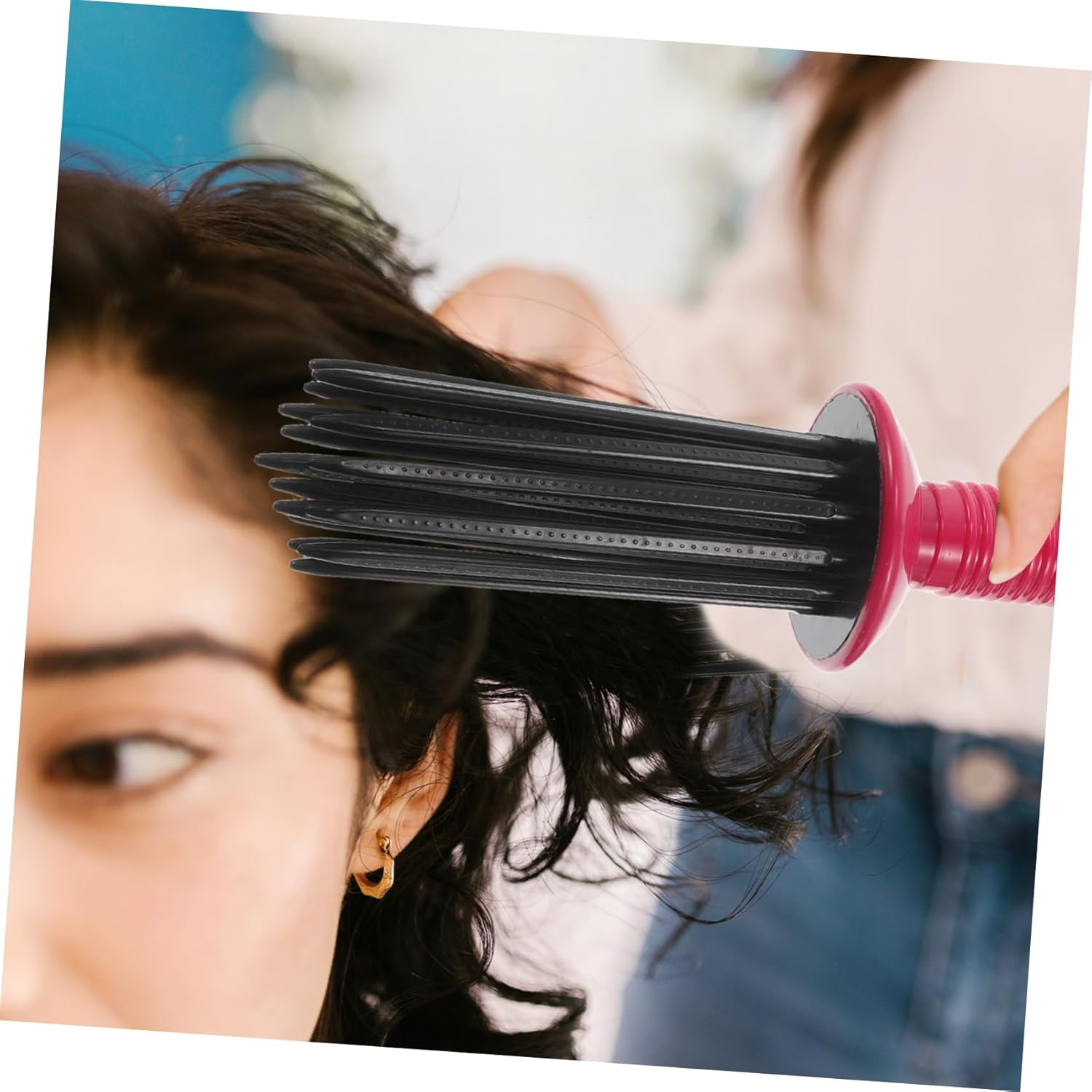 Healeved Curly Hair Fluffy Roll Comb Red Air Hair Styling Brush Detangling and Blow Drying image number 5