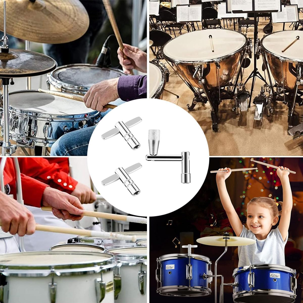 Drum Keys,Tuoyi 3 Packs Universal Drum Key Tuner,Chrome-Plated Steel Drum Tuning Key with Continuous Standard Motion Speed Key