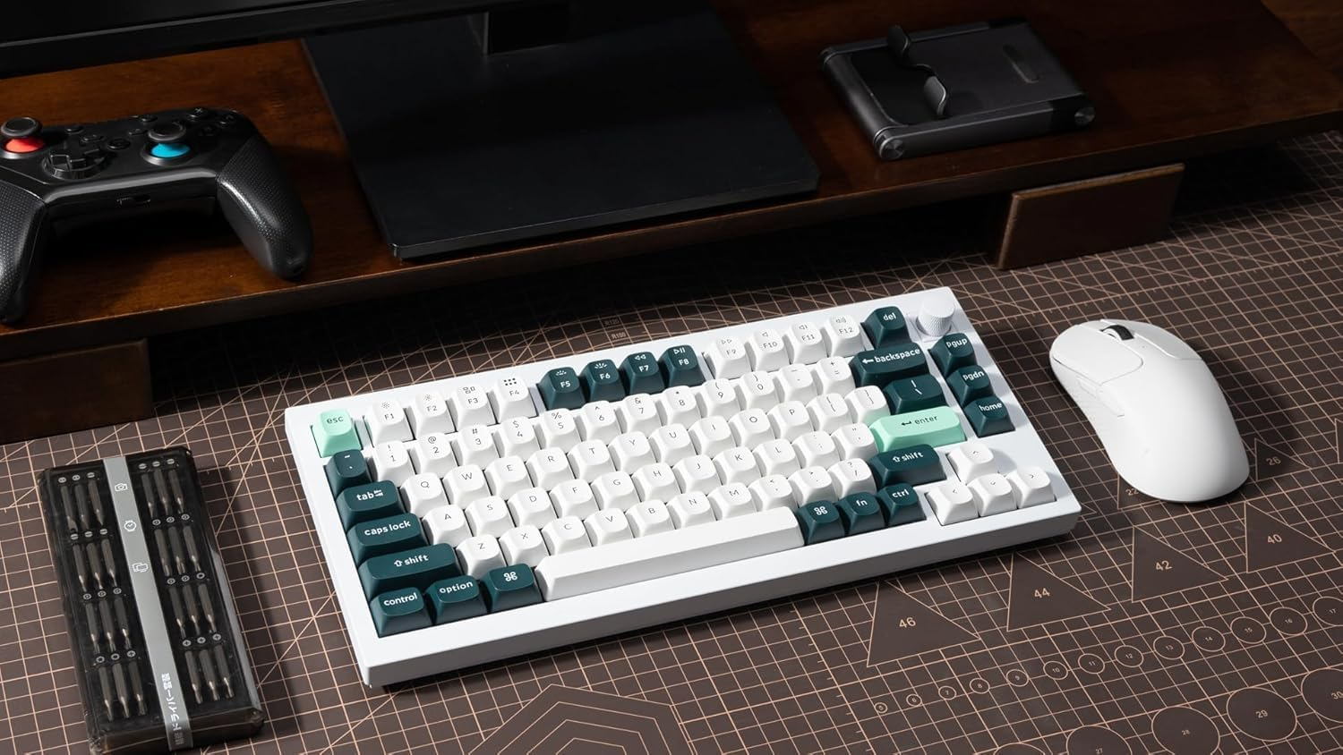 Keychron Q1 HE QMK Wireless Custom Mechanical Keyboard with Knob, 2.4 Ghz/Bluetooth/Wired 75% Layout Hot-Swappable Programmable RGB Backlit Gateron Magnetic Switches for Mac Windows, Shell White - Shell White image number 2