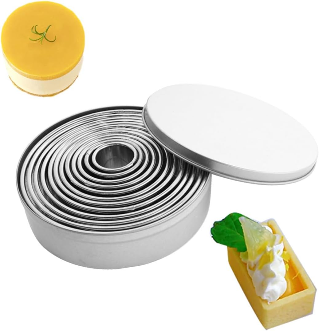 11 Pcs Cookie Cutters,Circle Cutter,Crumpet Rings,Stainless Steel Circle Cookie Cutters Set,Pastry Cutters in Graduated Sizes for Donut and Scone(11 Pack Round) image number 2