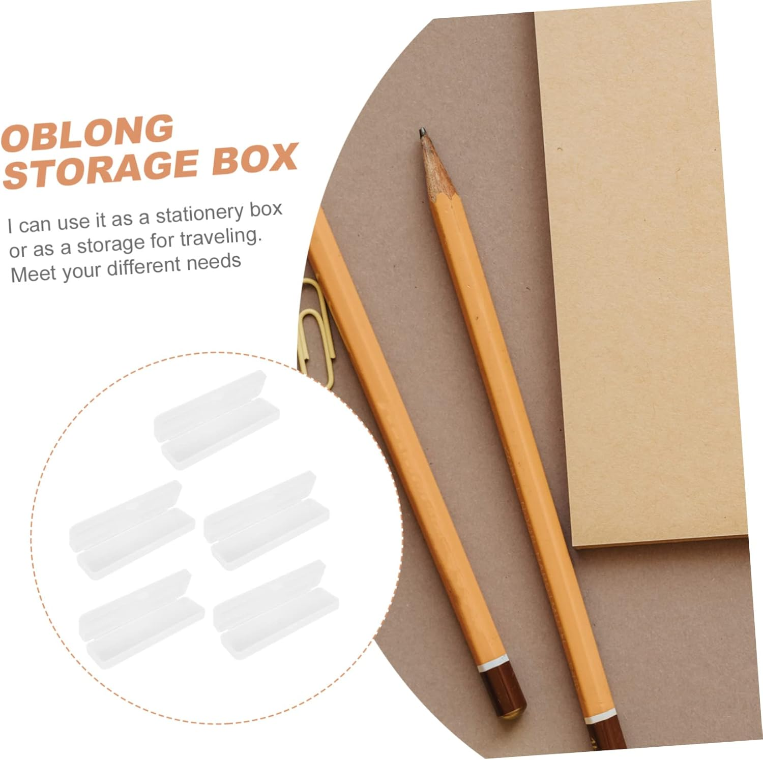 Sewroro 5Pcs Transparent Pencil Storage Boxes Multipurpose Organizers for Stationery Practical Holders for Pens Erasers Rulers Tidy Desk Accessories and Stylish Design image number 3