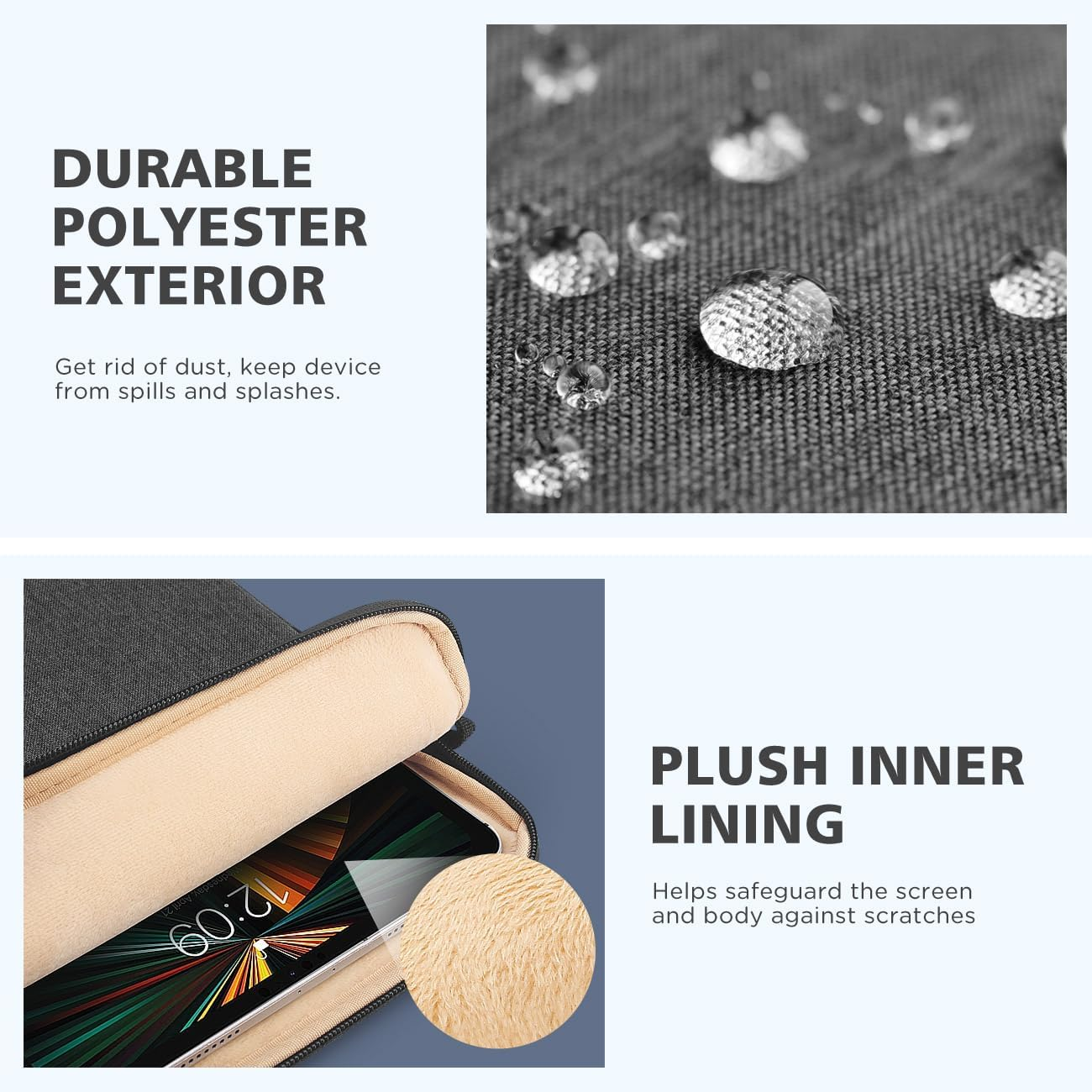 NIDOO Tablet Sleeve 10 Inch Laptop Sleeve Protective Carrying Case for Ipad Sleeve 10.2 10.9" / 11" Ipad Pro M2 / 10.9" Ipad Air Gen 4 5/10.5" Microsoft Surface Go 3 / Samsung Galaxy Tab A8 S6 S8 image number 2