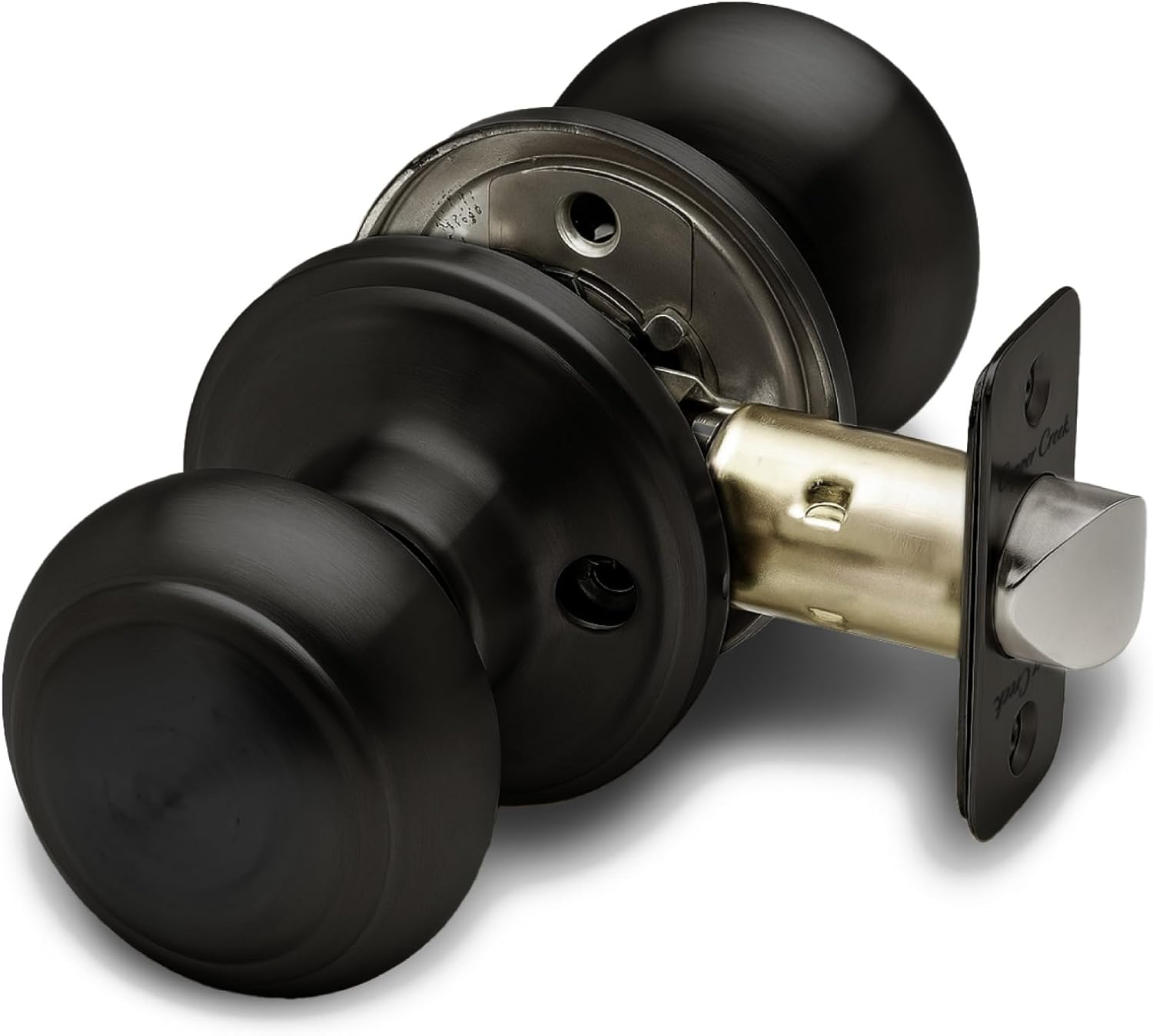 Copper Creek Matte Black Door Knobs - round Colonial Knob with Privacy Locking Function for Home Improvement, 1 Pack - Fits All Standard Doors - Locking Door Knob for Bedroom and Bathroom Use image number 2