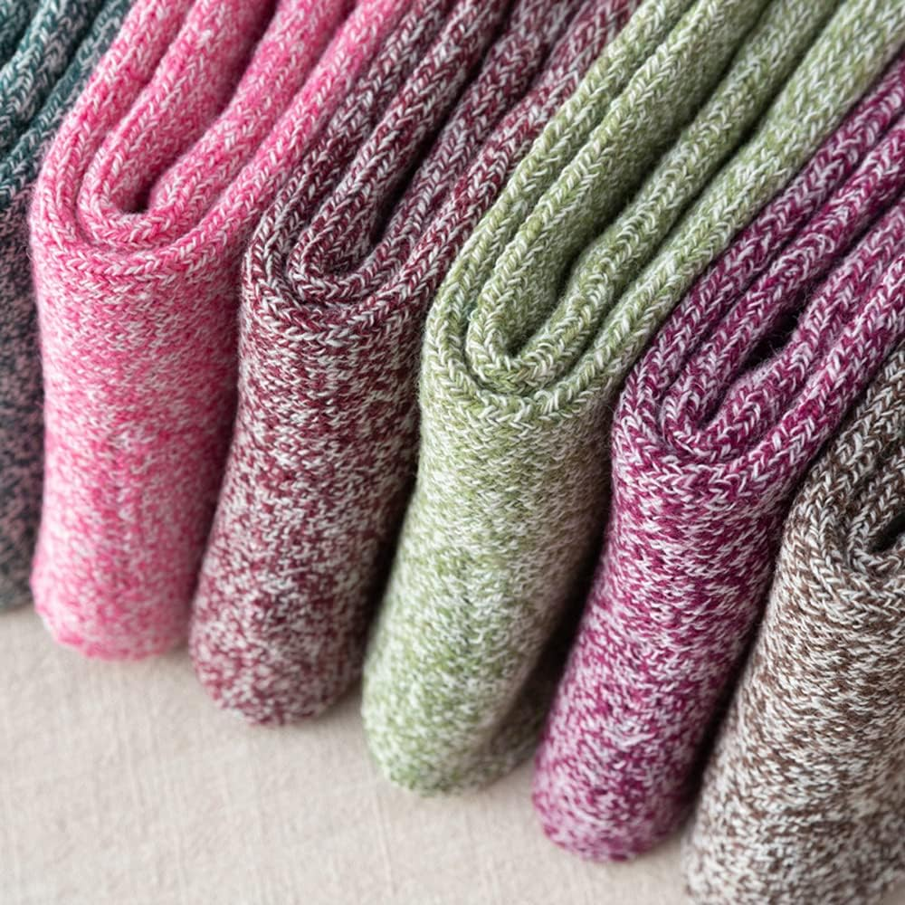 5 Pairs Wool Socks for Men Women,H HOME-MART Ladies Thermal Winter Socks Nordic Socks,Thick Knitting Warm & Comfy Wool Crew Cotton Vintage Knit Thermal Gifts image number 2