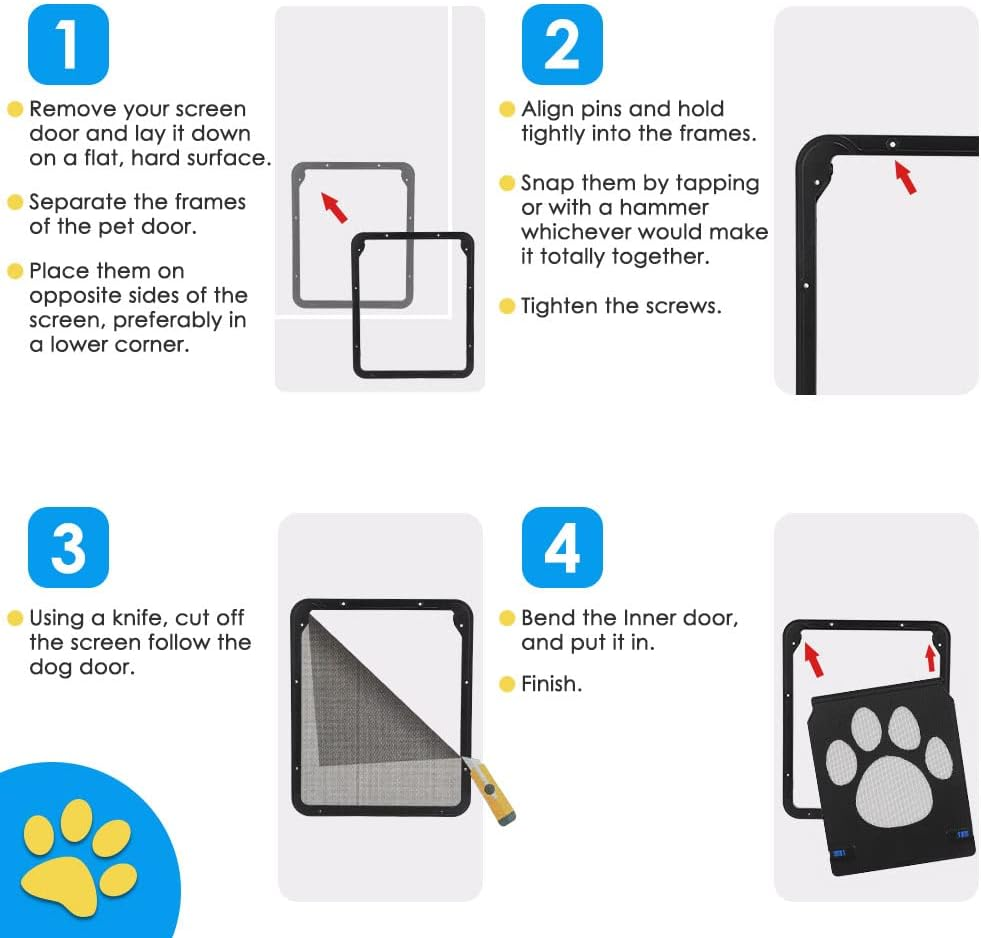 Slowton Dog Screen Door - Lockable Dog Door with Magnetic Closure, Simple Installation Durable Safety Barrier for Sliding Door for Puppy Cat for Indoor Outdoor Balcony Garden image number 1