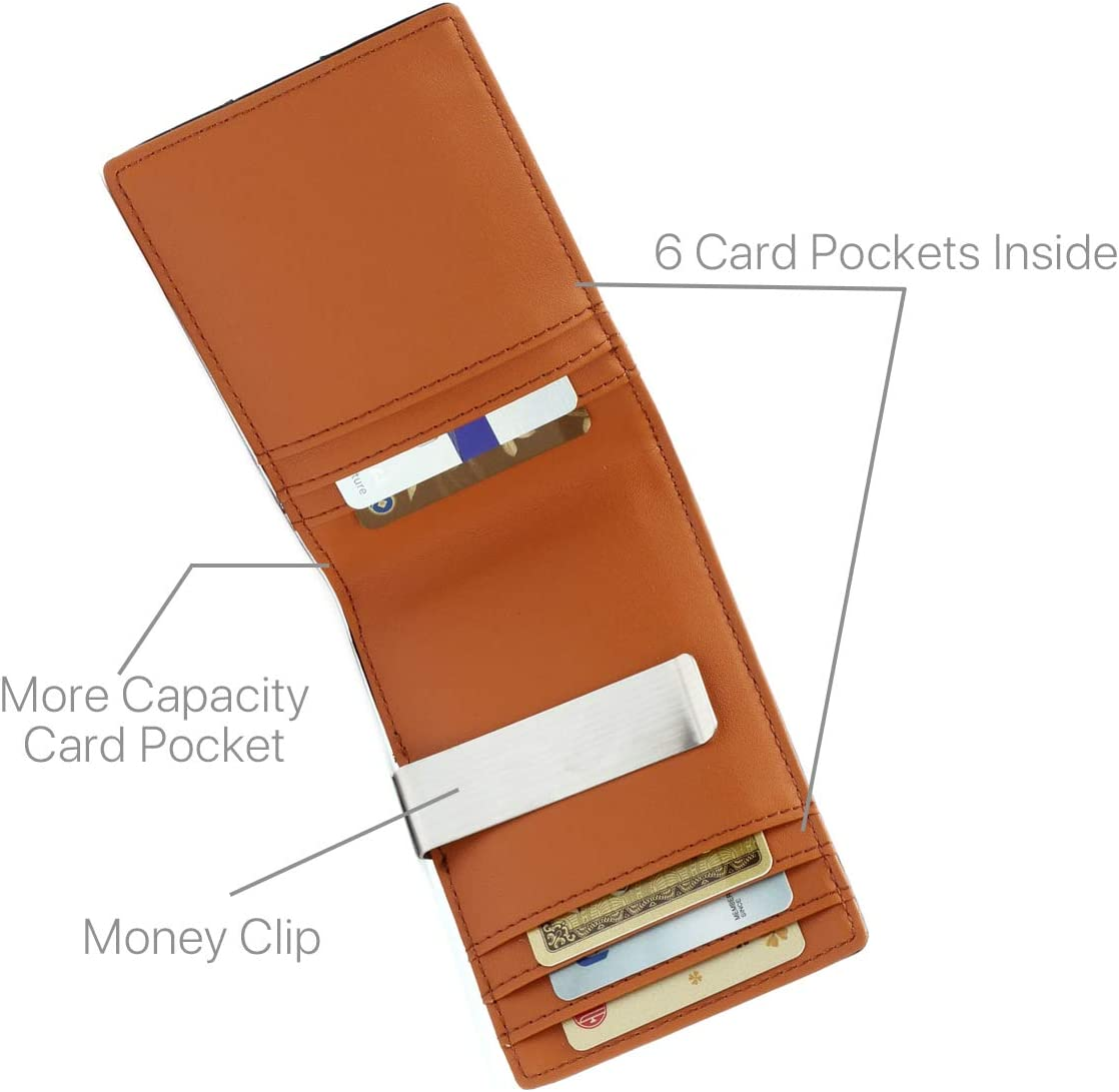 Wallets Mens RFID Blocking with Money Clip, Bi-Fold Slim Leather Men Wallet Credit Card Holder