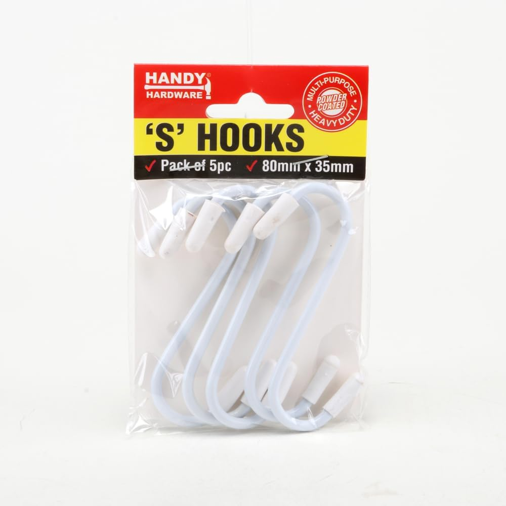 Handy Hardware PVC Coated S Hooks with Scratch Proof Tip Protectors, 80 X 35 Mm (5 Pieces) image number 6