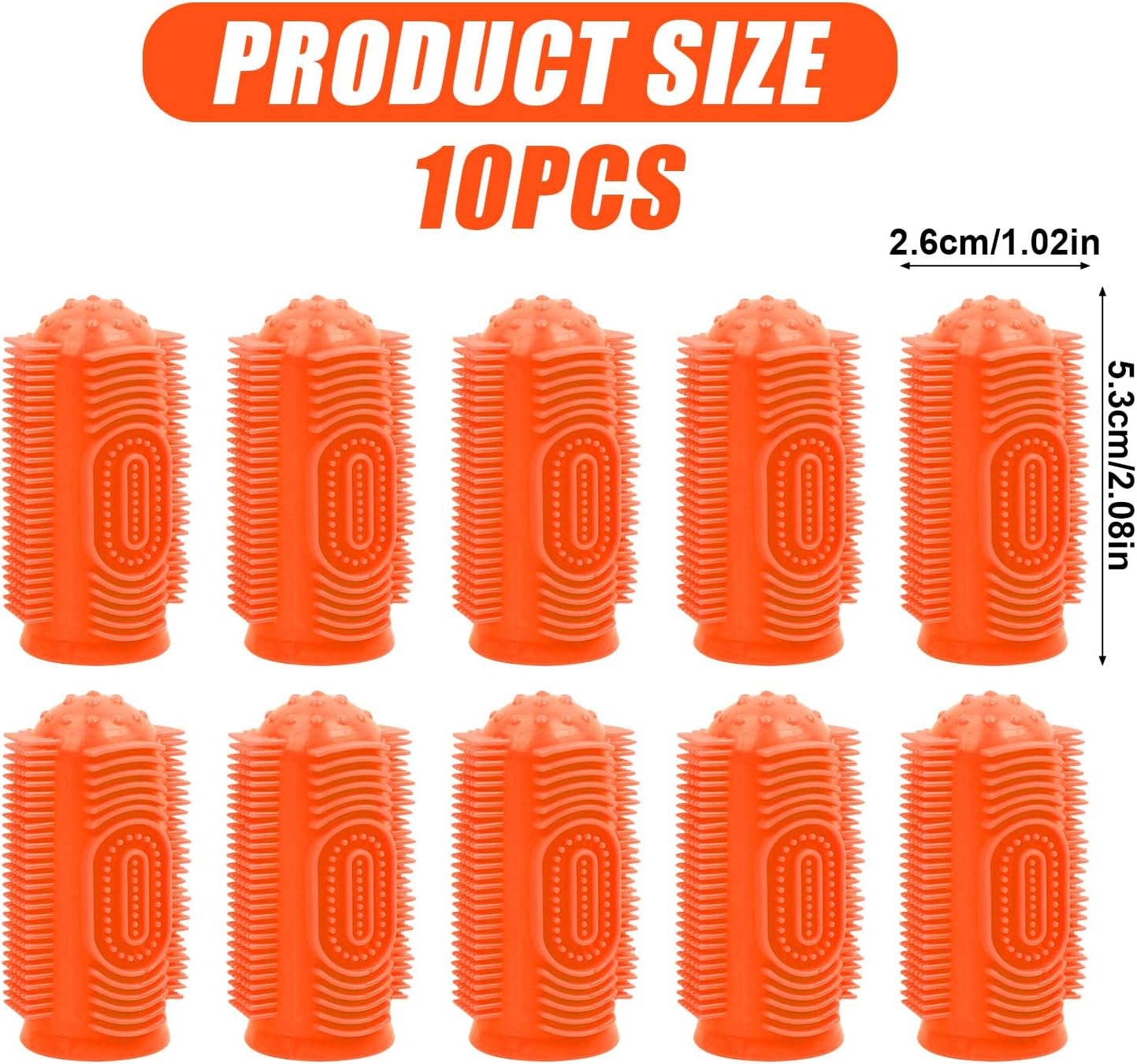 Pack of 10 Dog Toothbrush Dog Finger Toothbrush 360&ordm; Surround Toothbrush Cleaning Toothbrush for Dogs Cats Silicone Pets Finger Teeth Brush for Dental Care Oral Hygiene Orange image number 4