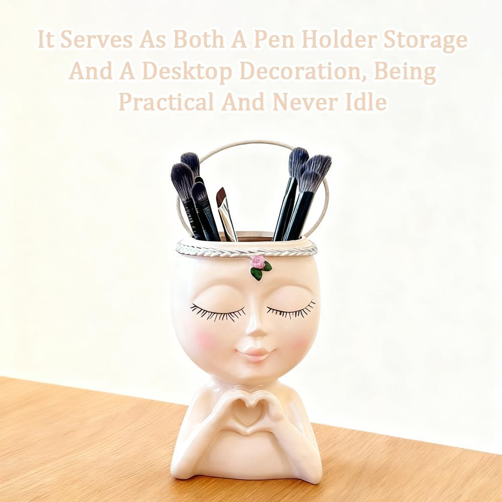 3 Pack Pen Holder,Cute Face Holder,Creative Small Decorative,Desktop Advanced Storage Decoration Ornaments,For Home Decor,For Living Room,Bedroom,Desktop image number 3