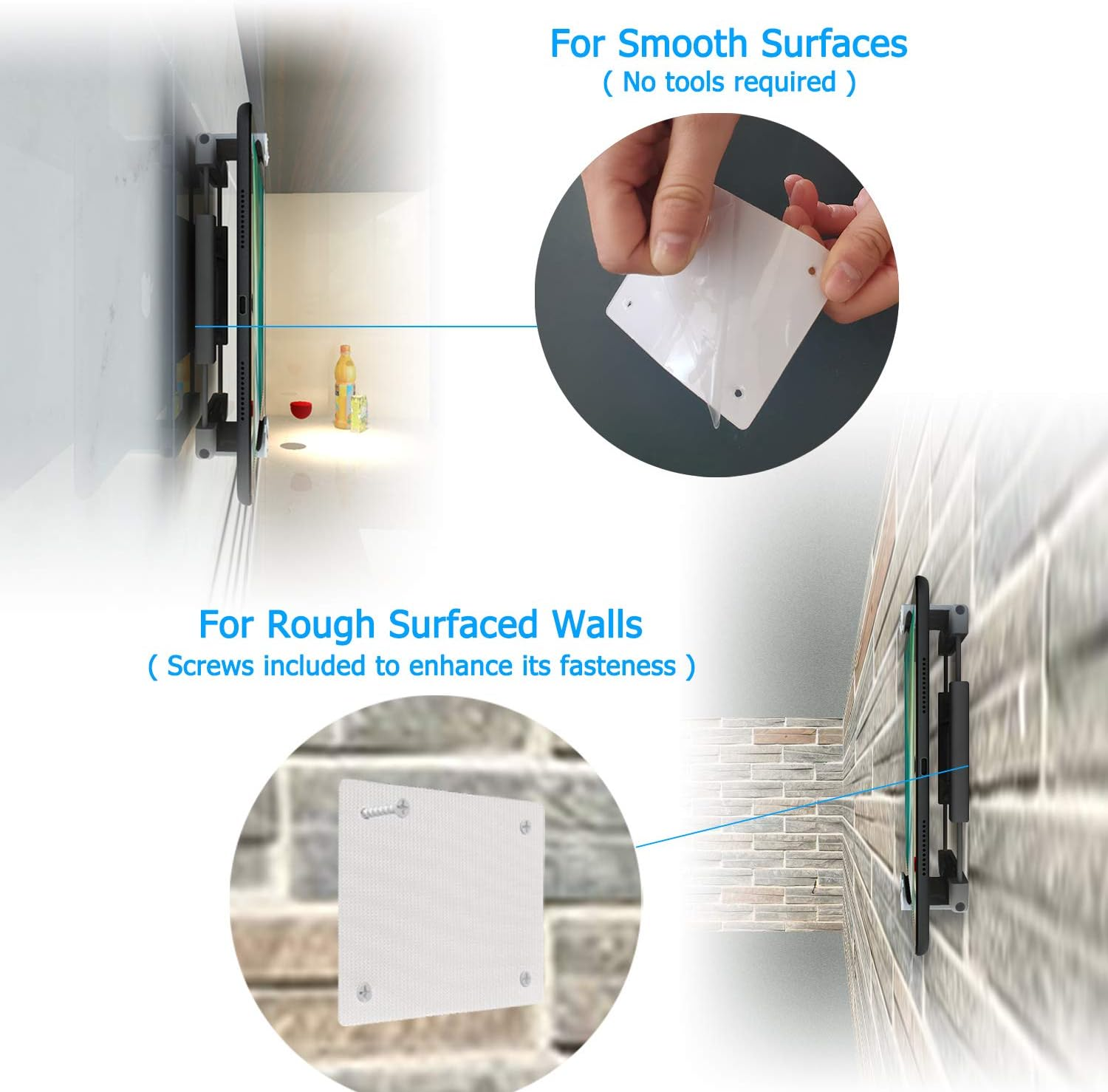 TFY Universal Kitchen Wall Mount for Tablet, Ereader and Smartphones, for Ipad Air, Mini, Ipad Pro 10.5 Inch, Wall Holder (Gray) - Black image number 6