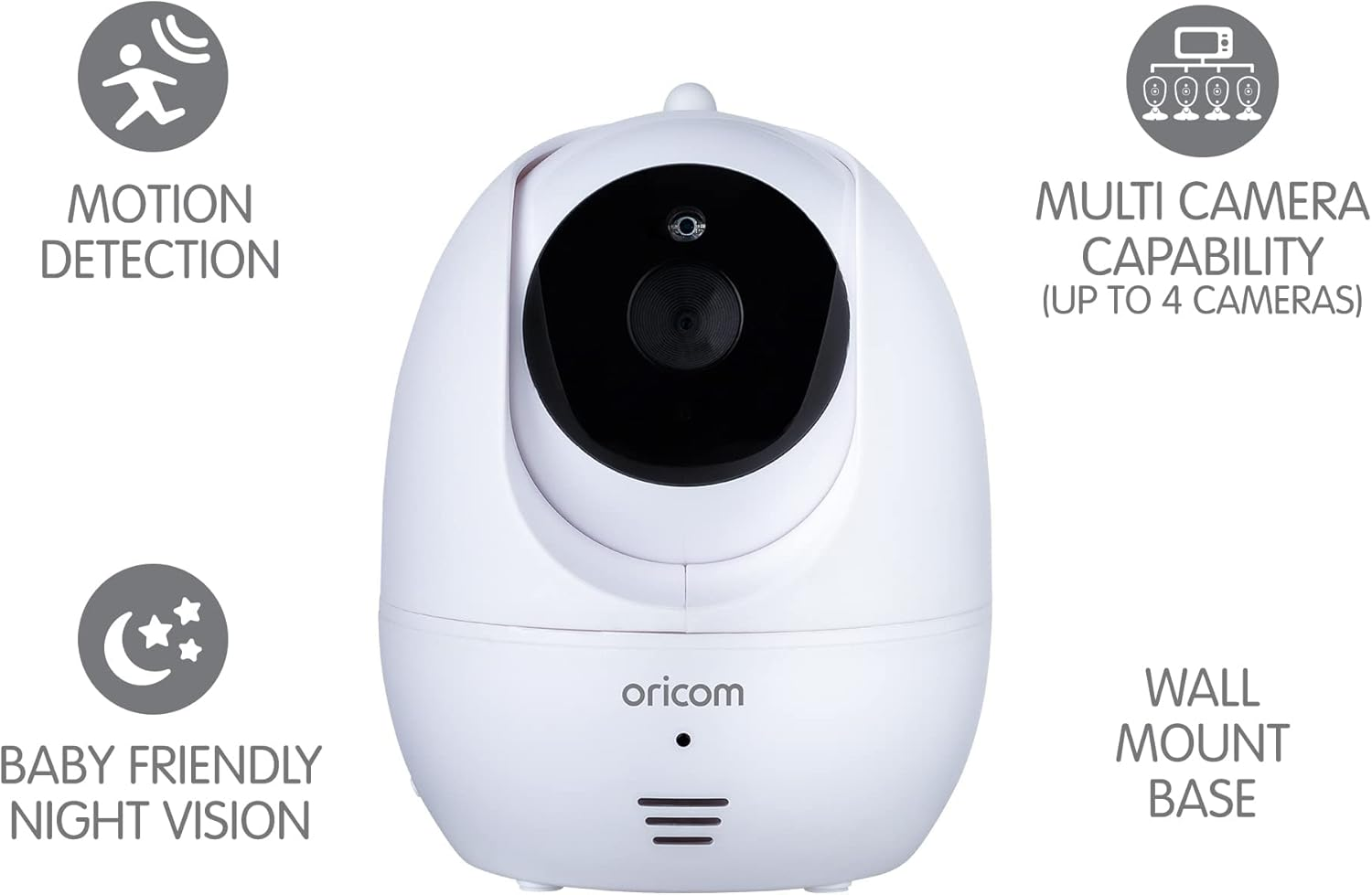 Oricom CU745 Additional Camera Unit for Oricom Secure SC745 Video Baby Monitor - Motion Sound Detection, Night Vision, Room Temperature Sensor, White Noise, Lullaby, Motorised Pan Tilt Camera image number 4