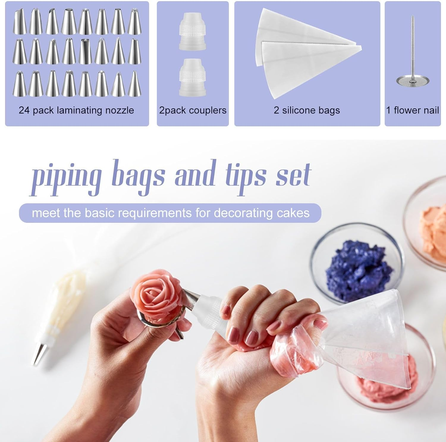 Maxkon Aluminium Alloy Revolving Cake Stand 30Cm Cake Turntable 35Pcs Decorating Supplies Kit Rotating Stand Baking Tools Aluminium Piping Tip Icing Spatula Pastry Bag Flower Nail image number 6