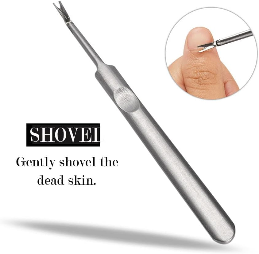 AKOAK 2 Pcs Stainless Steel Dead Skin Fork V - Shaped Nail Edge Dead Skin Durable Cuticles Dead Skin Scraper Nail Care Essential Gadget image number 1