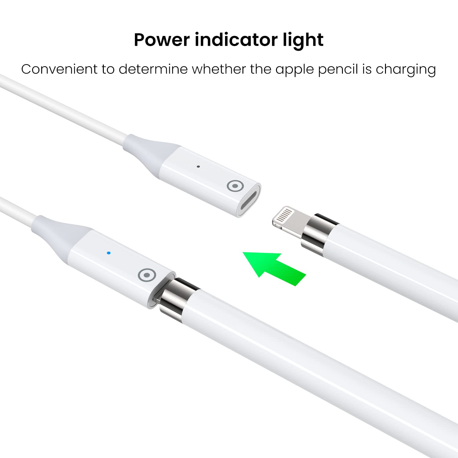 (2-Pack) Charging Adapter Cable Chargr Compatible with Apple Pencil 1St Generation,With Charging Indicator,1M image number 4
