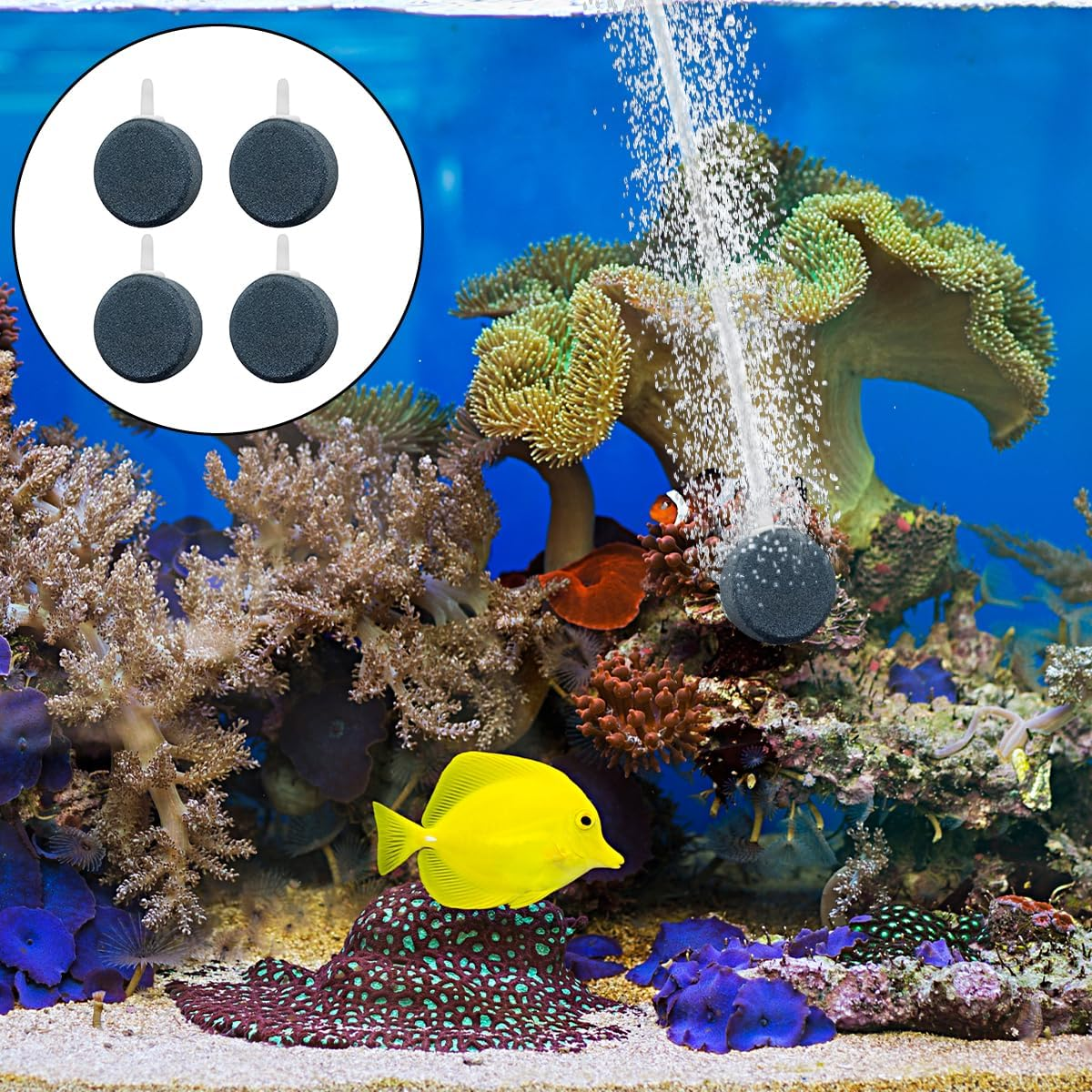 WELANE Oxygen Aerator Stone, 2 PCS Gray round Air Stone Diffuser Fish Tank Accessories for Small Buckets, Fish Tanks, Outdoor Garden (4 X 1.5Cm/1.5 X 0.5In) image number 1