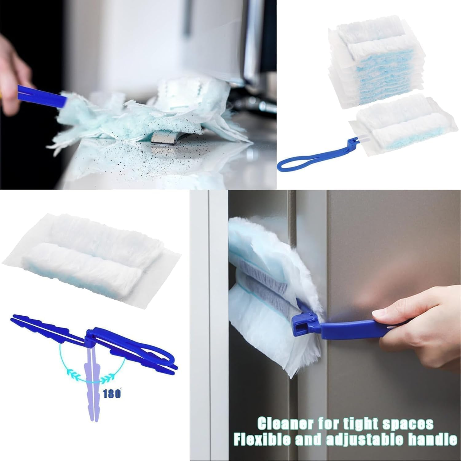 Pack of 50 Dust Magnet Refill Wipes for Swiffer Dust Magnet Duster Refill Pack with 3 Handles Dust Catcher Duster for Swiffer Dust Remover Dusters Disposable for Furniture and Household Cleaning image number 2