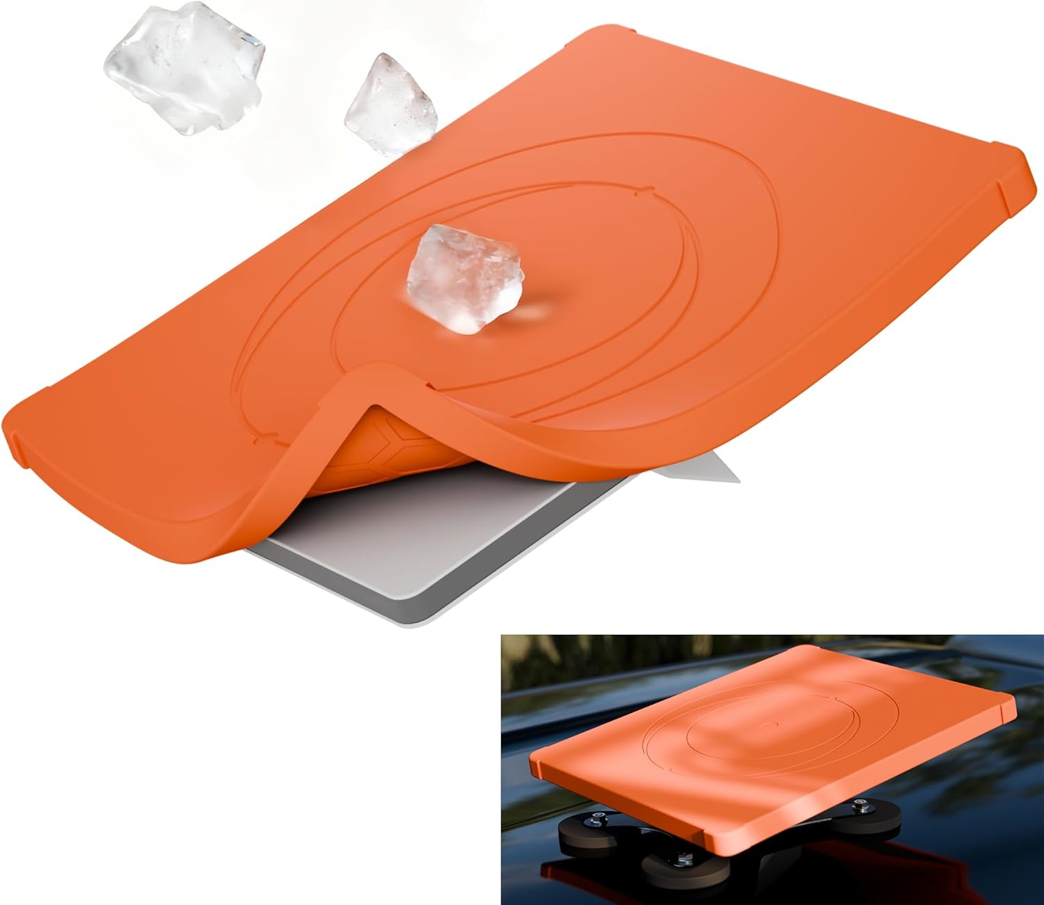 Starlink Mini Case Cover, Silicone Protector with Hook to Hang Starlink Mini on the Backpack for Non-Stop Signal Black - Orange