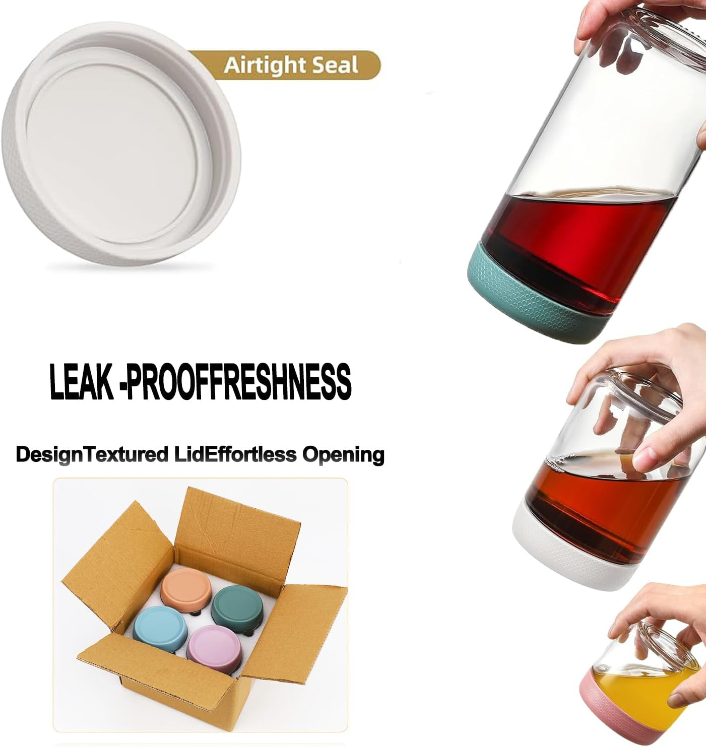 WEZCHUGHAOL Glass Overnight Oats Jars with Lids, 6 Pack, 300Ml/500Ml/750Ml/Capacity (300ML) image number 1