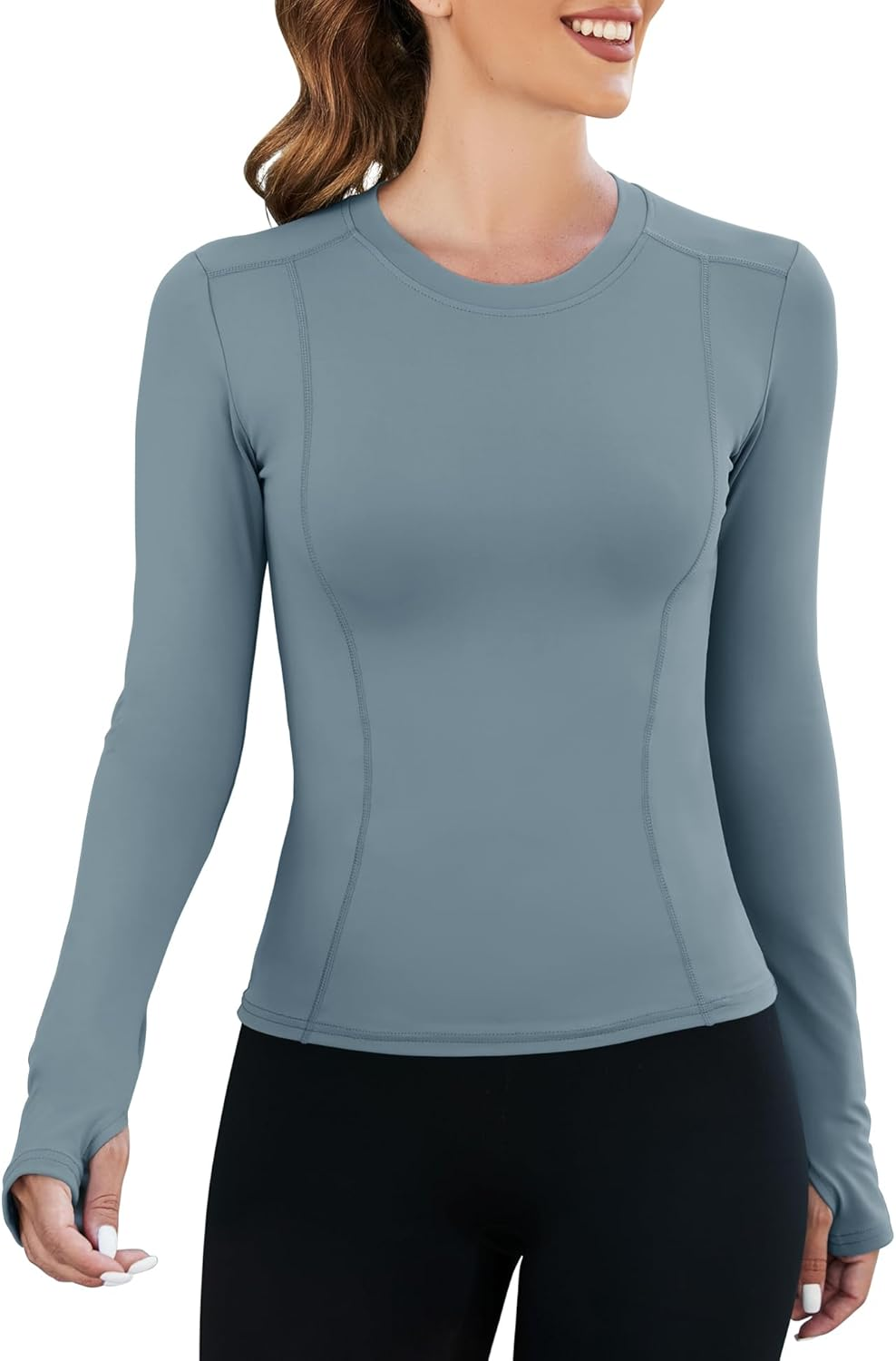 Loovoo Women Workout Shirts 1/2/3 Pack Athletic Compression Tee Dry Fit Yoga Gym Basic Tops image number 4