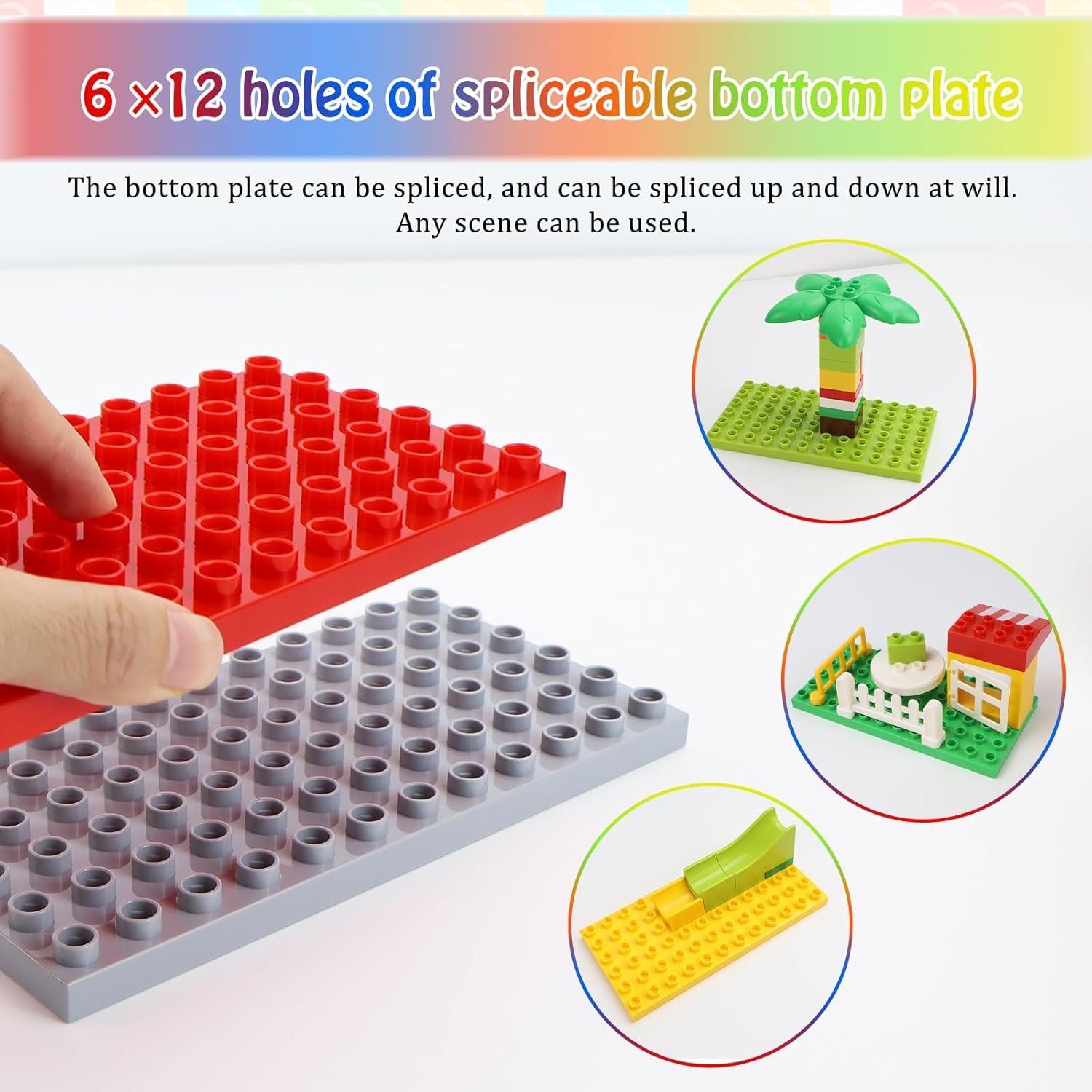 UVVRUR Building Blocks, Pack of 12, 19 X 9.5 Cm, Compatible with Large Building Blocks (12 Pieces, 6 Colours) image number 5