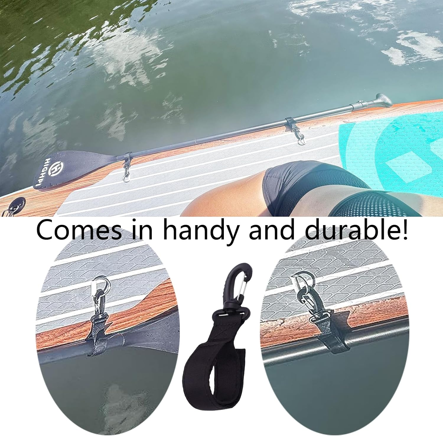 Pmsanzay SUP Paddleboard Inflatable Boat Paddle Keeper Paddle Holder Paddle Clip Kayak & Canoe Paddle Holder, Set of 4. with Pad Eye Deck Loops Tie down with Screws, No D Ring Patch !