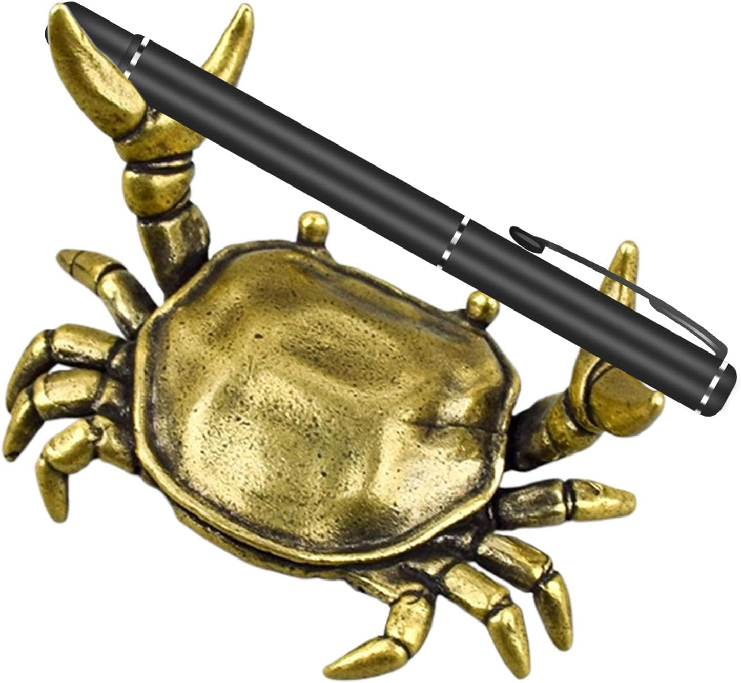 Arrovarp Cute Pen Holder for Desk - Weightlifting Crab Brass Statue Pen Rest - Unique Pen Storage Rack, Home Decor Animal Sculpture for Placing Desks, Bookshelves, Display Cabinets image number 6