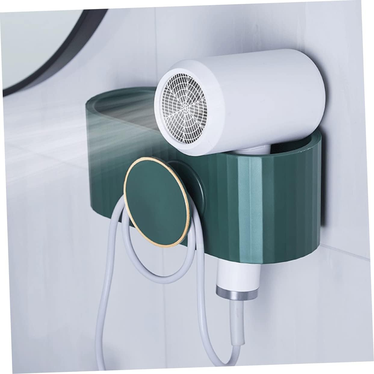 NIYANGLE Hair Dryer Storage Shelf Wall-Mounted Bathroom Supply Stylish Modern Material Rack image number 6