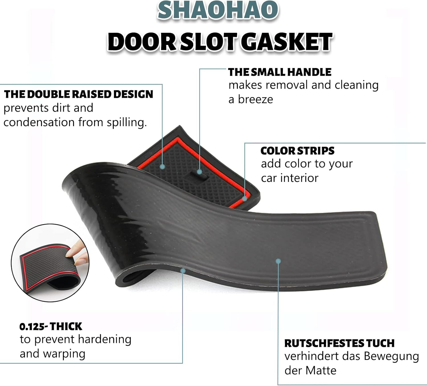 SHAOHAO Compatible with Suzuki Ignis MF 2017-2023 Anti-Dust Non-Slip Inner Door, Cup, Arm Box, Storage Mat, Inner Door Rubber Mats, 15 Pieces (Red) image number 3