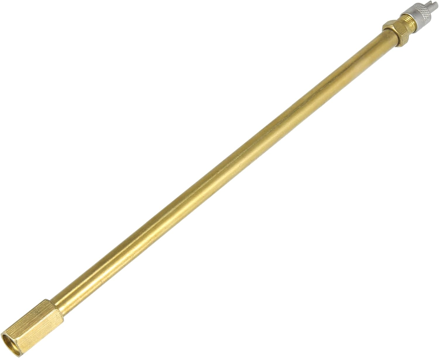 X AUTOHAUX 2Pcs 200Mm/7.87" Long Brass Auto Tire Valve Extension Adaptor Air Tyre Stem Extender Inflation Stright Bore for Car Truck Motorcycle Bike Scooter image number 2