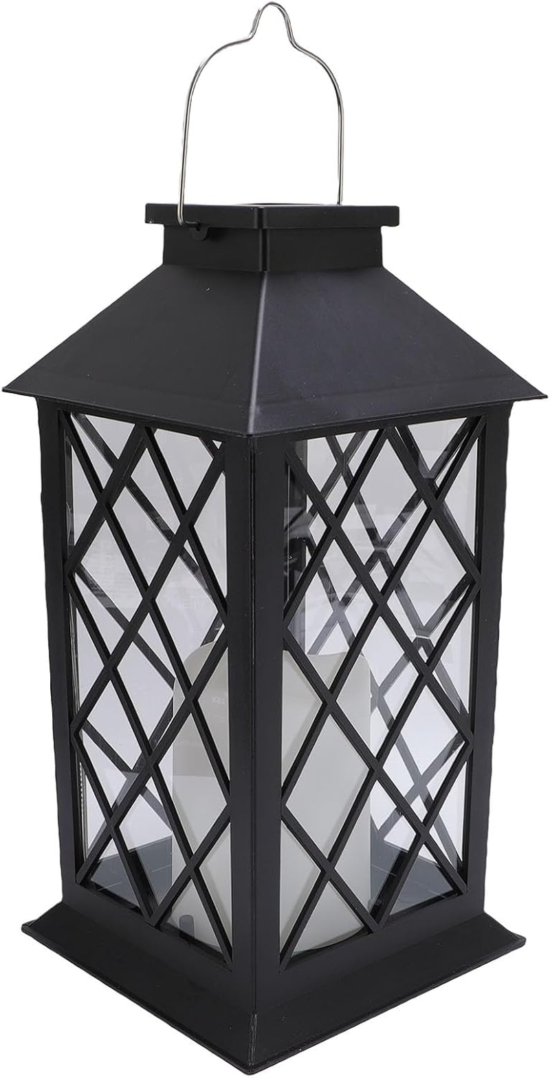 Viagasafamido Solar Yard Lantern Outdoor Garden Lantern Hanging with Built -In Solar Panel LED Flickering Flameless Candle for Terrace Pathway Tabletop Decorative Decorative image number 6