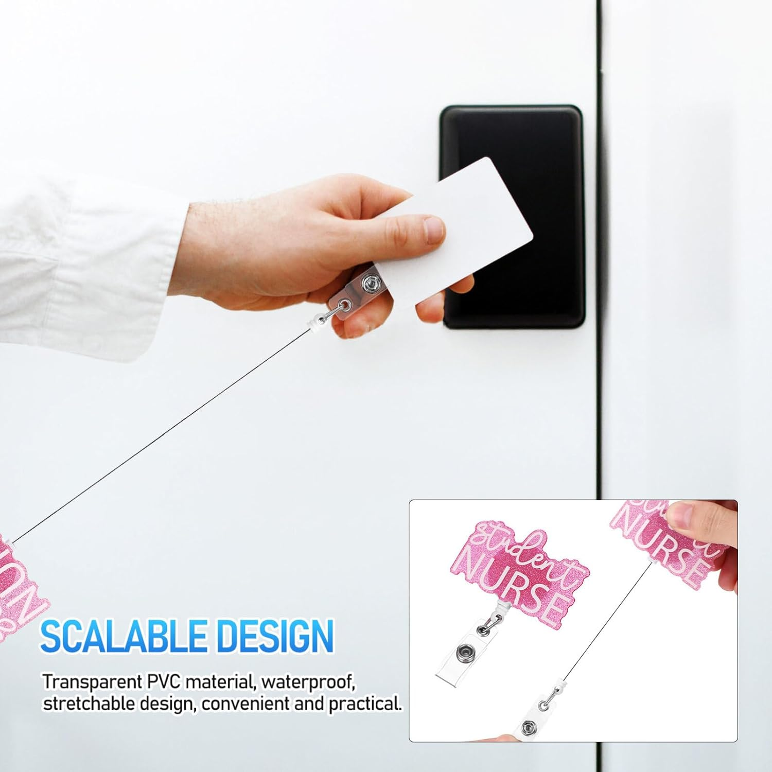 2Pcs Retractable Nurse Badge Holders Student Nurse Badge Reel Accessories for Healthcare Professionals Easy to Attach and Match image number 5