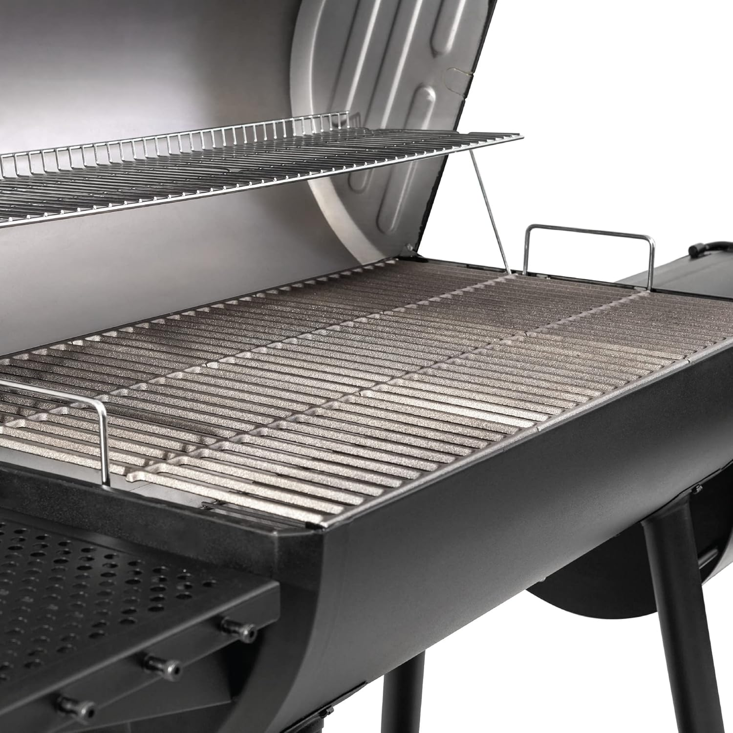 Char-Griller Smokin Champ Offset Smoker Steel BBQ Charcoal Grill and Barbecue Smoker Grill - Includes Side Fire Box Offset Smoker and Charcoal Basket with Dual Damper Smoke Control for Outdoor Cooking image number 2