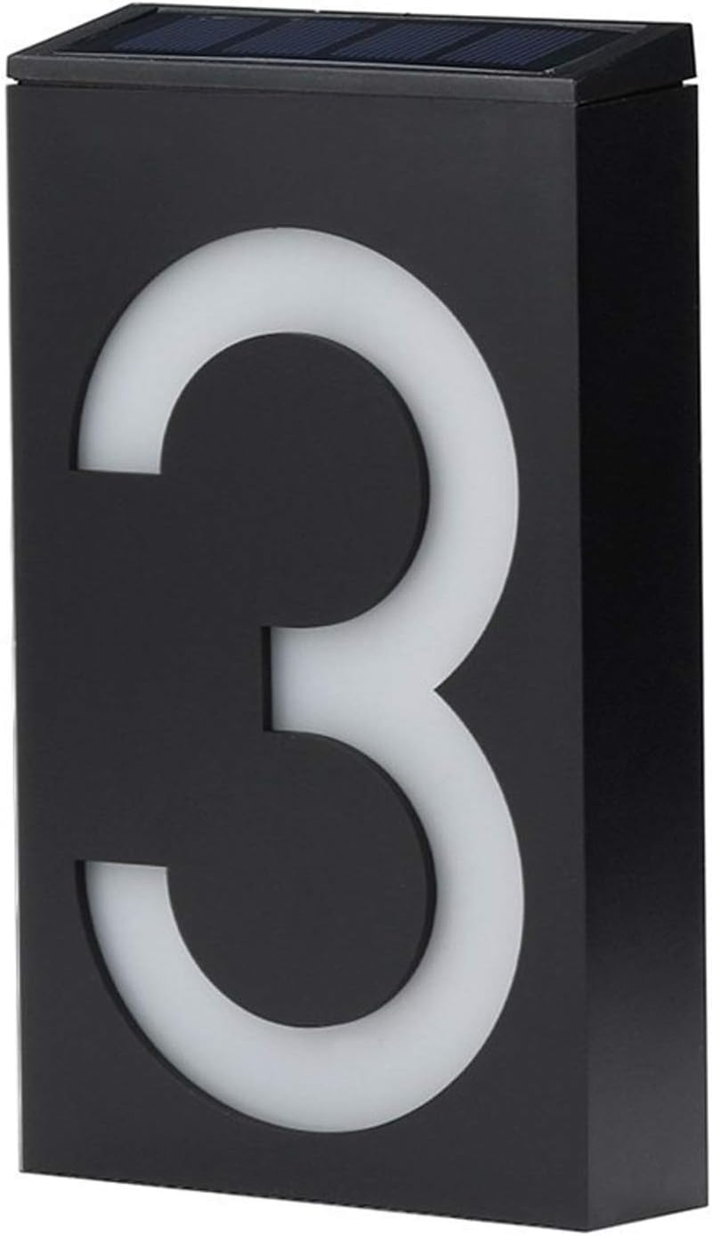 LED Solar House Number Light, Garden Numbers Solar Powered Address Sign LED Illuminated Outdoor Plaques and Wall Art Lighted up for Home Yard Street (Digit 2)