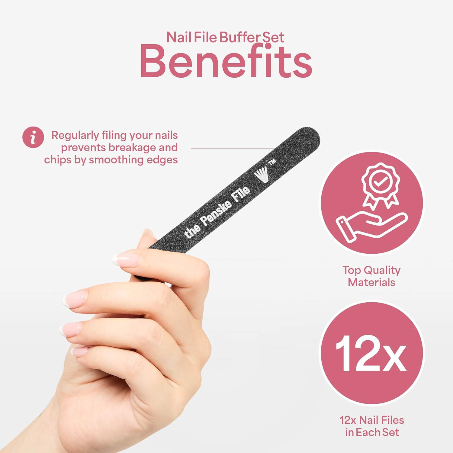 The Penske File: Hilarious 12 Pieces Nail Files Buffers Set. Double Sided Emery Boards, 180/150 Grit. image number 3