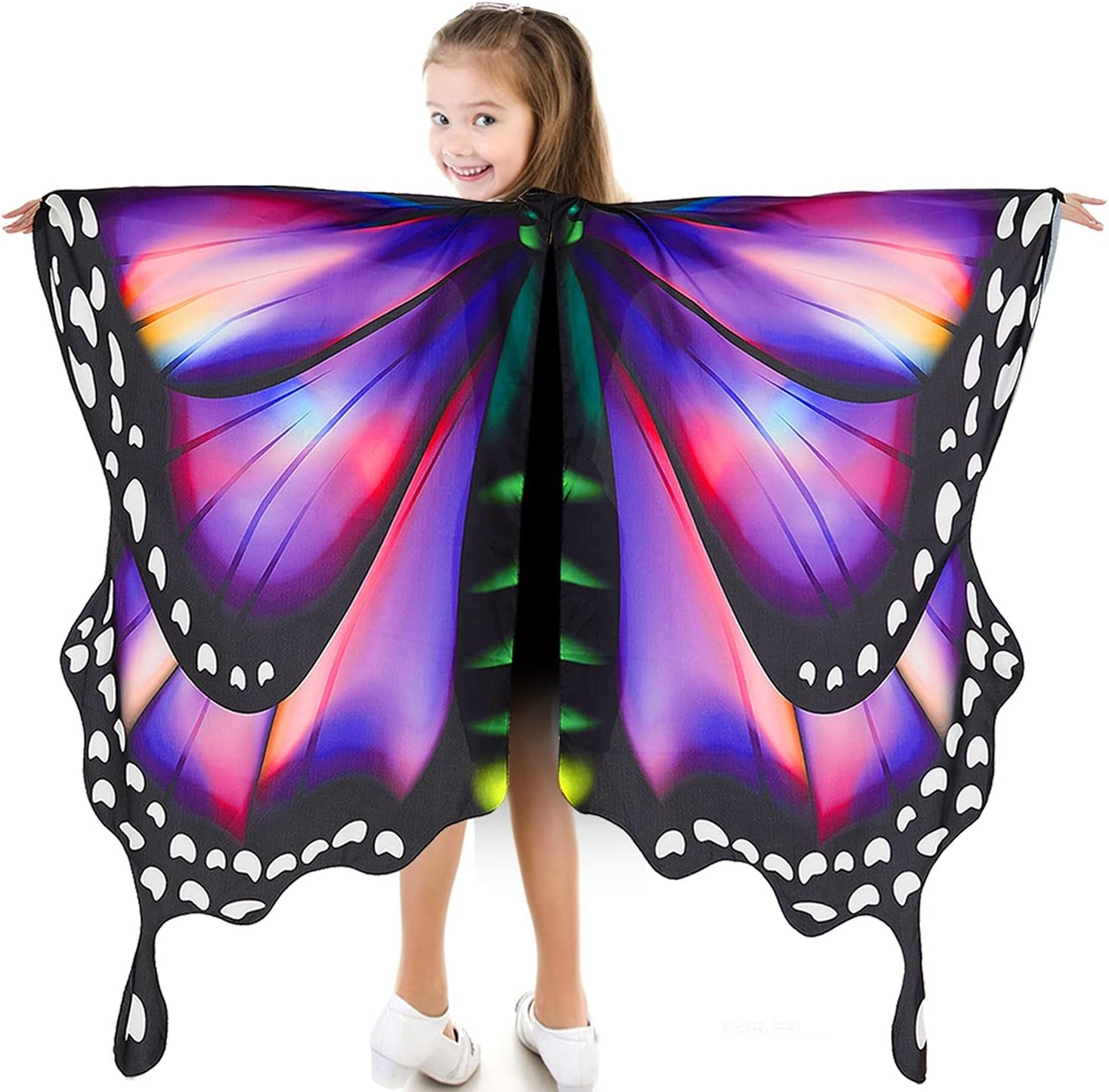 Butterfly Wings for Girls Butterfly Halloween Costume for Girls Butterfly Fairy Wings Shawl with Mask and Antenna Headband