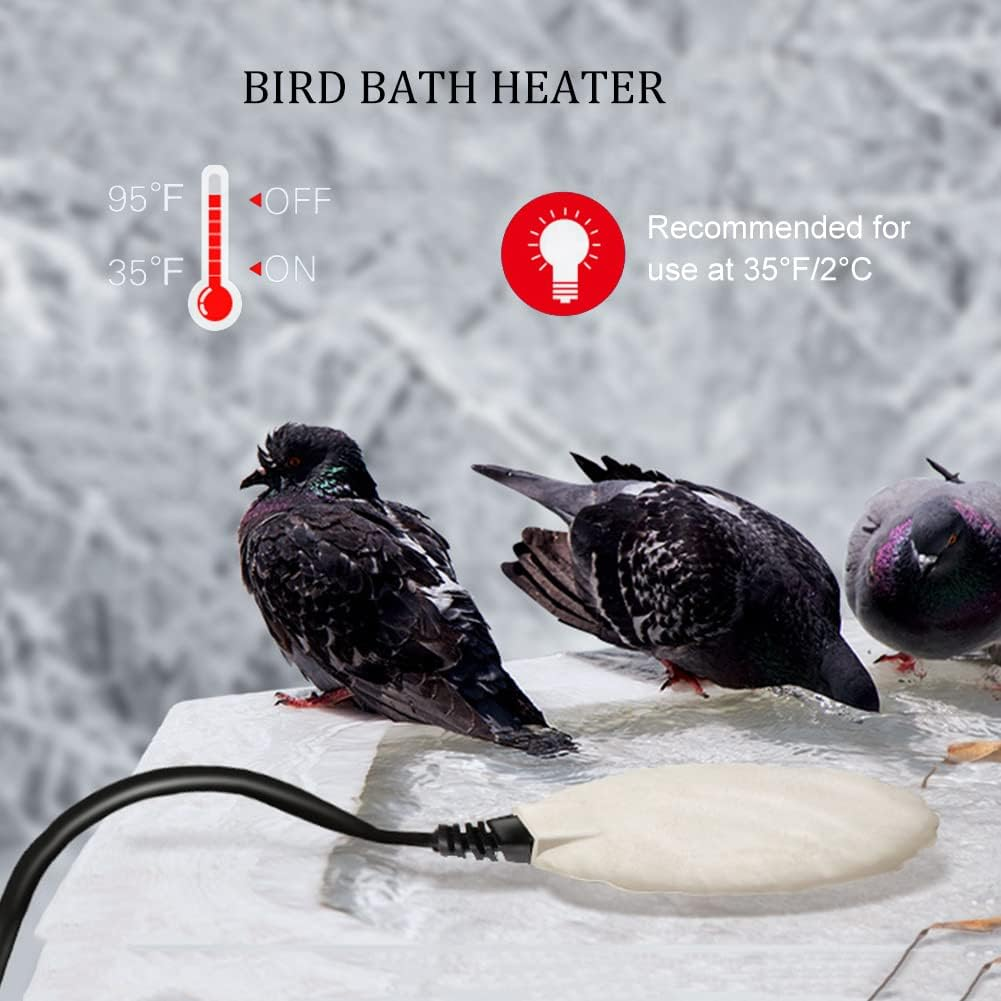 Bird Bath Heater Birdbath Water Deicer for Outdoors in Winter,Pond Deicer for Yard, Garden, Lawn image number 3
