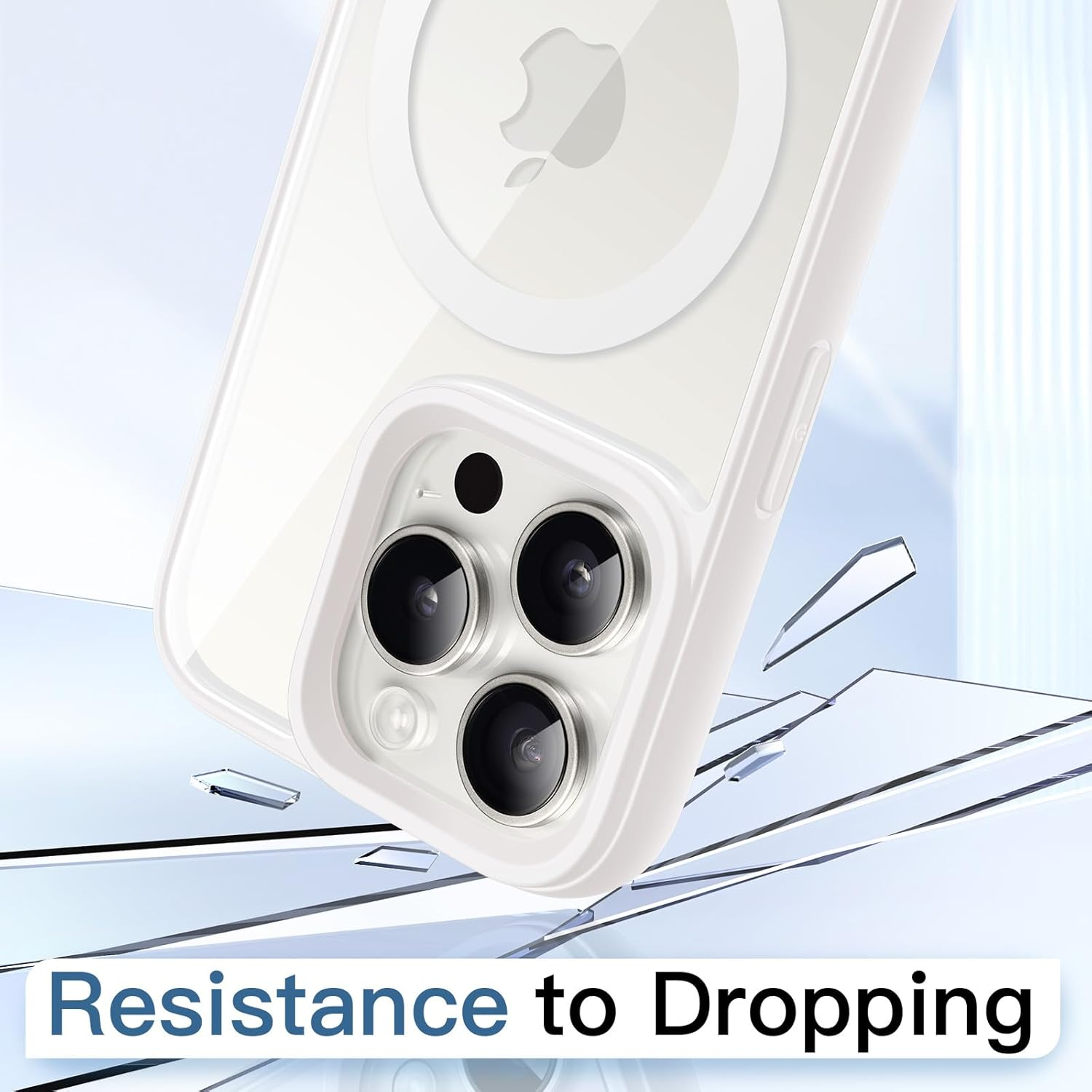 Jetech Magnetic Case for Iphone 15 Pro Max 6.7-Inch Compatible with Magsafe, Shockproof Phone Bumper Cover, Solid Color Matte TPU Frame, Anti-Scratch Clear Back (White Titanium)