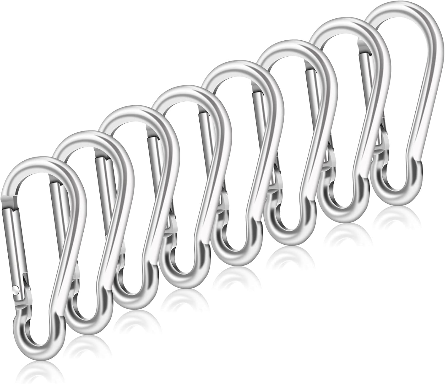 Flag Pole Ring Replacement Carabiner Clips | 8 Pcs Aluminum Alloy Flag Pole Clip Spring Snap Hooks for Grommeted Flag | Replaceable Flagpole Hardware Accessories for Any Flagpole Rings (Silver)