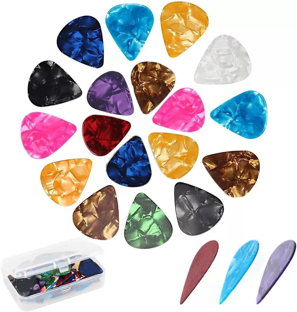 21 Packs Guitar Picks with Organizer Box Bass Picks Thin, Medium & Heavy 3 Different Thickness for Electric Acoustic Guitars Ukulele Bass, Guitar Gifts for Men Women Players image number 3