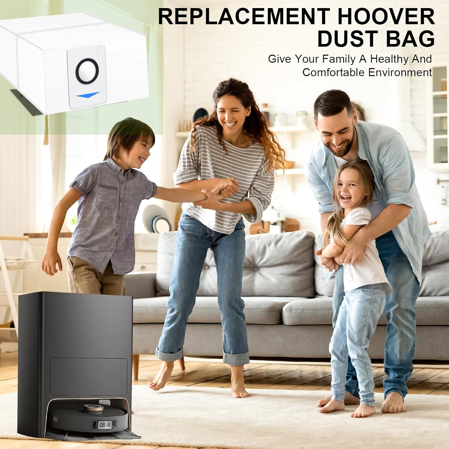 YBVABE 4Pack Vacuum Cleaner Bags for Ecovacs Deebot X1 Omni, X1 Plus, T10 Omni, T10 Plus, T20 Omni, X & T Series Replacement Dust Bags Large 3.3L Capacity image number 2