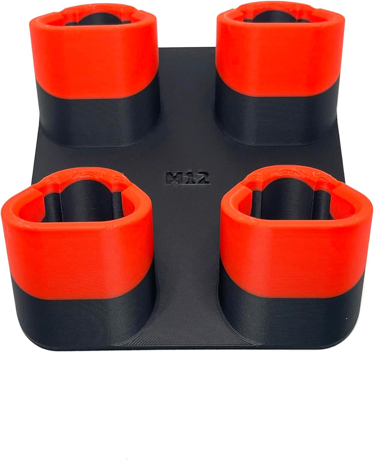 Generic Battery Mount for Milwaukee M12 - Holds 4 Batteries - Wall Mount - Made in USA (Red & Black) image number 1