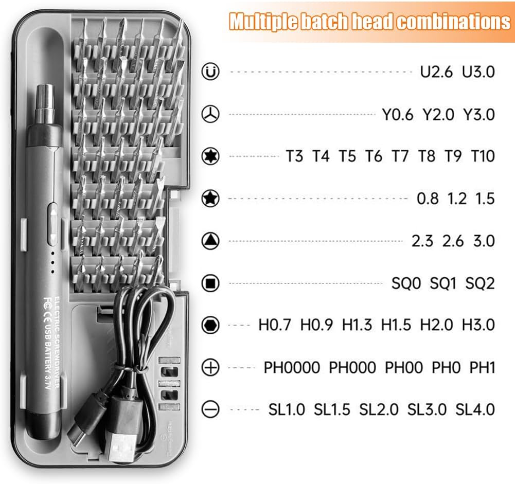 Mini Electric Screwdriver, 46 in 1 Precision Screwdriver Set, Small Cordless Power Screwdriver with 46 Magnetic Bits, Repair Tool for Phone Camera Laptop Watch Glasses image number 4